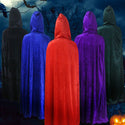 Adult Halloween Velvet Cloak Cape Hooded Medieval Costume Witch Wicca