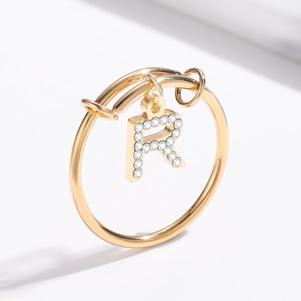 Alphabet Rings A Z Initial Letter Rings Simple Crystal Letter Ring