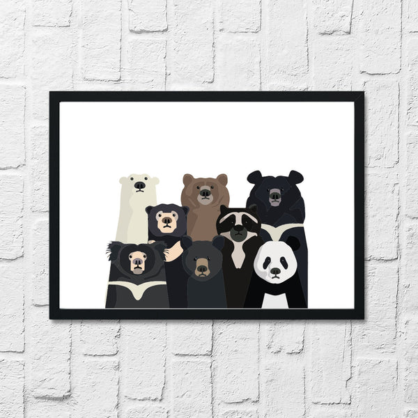 Bear Family Portrait Animal Nursery Children's Home Living Room Wall