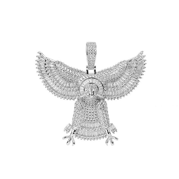 Bling Iced Out Eagle Pendant Necklace 2 Colors Geometric Zircon Mens