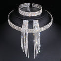 Classic Elegant Tassel Crystal Bridal Jewelry Sets African Rhinestone