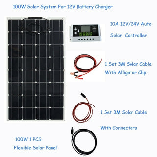 Buy 100w-pet-solar-system-for-12v-battery Complete Solar Home System Kit 100W 200W 12V 18V Flexible Solar Panels