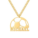 Custom Football Name Necklace For Men Personalized Gold Stainless