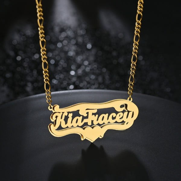 Customized Double Name Hip Hop Letter Necklace Name Gothic Double