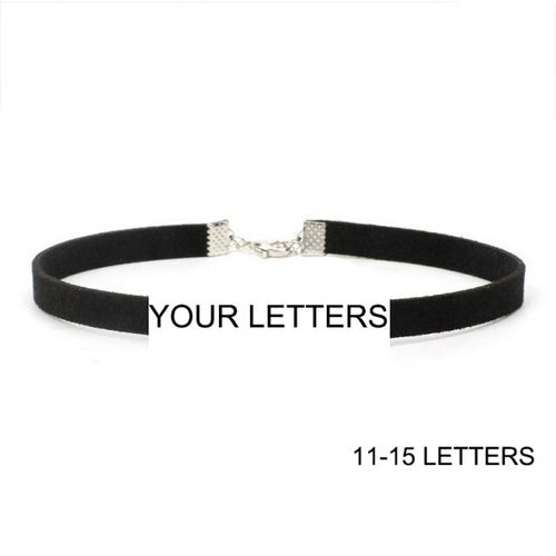 DIY Personalized Rhinestone Letter Custom Name Necklace Black Velvet