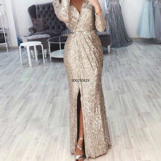 Buy beige Glitter Long Sleeve Dress Plus Size