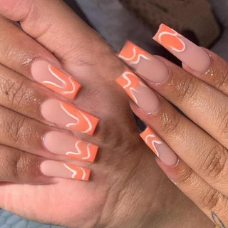 Buy 50 Fake nails with designs tips overhead