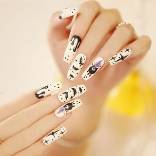 Buy 38 Fake nails with designs tips overhead