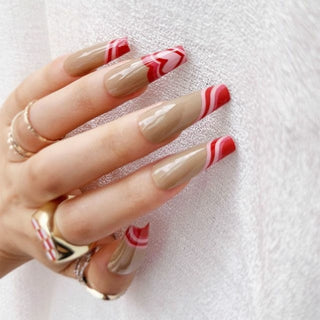 Buy 34 Fake nails with designs tips overhead