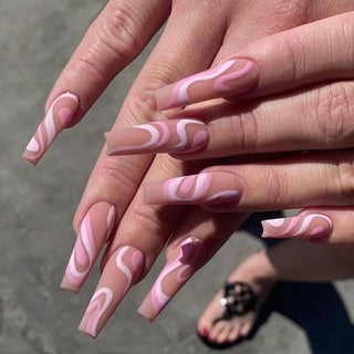 Buy 45 Fake nails with designs tips overhead