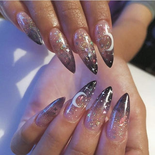 Buy 44 Fake nails with designs tips overhead