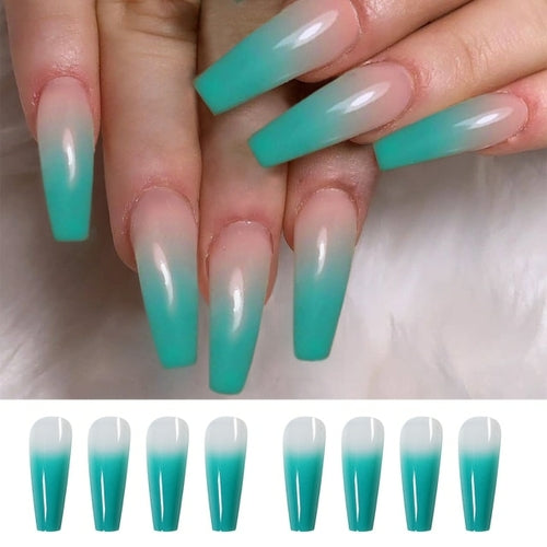 Fake nails with designs tips overhead