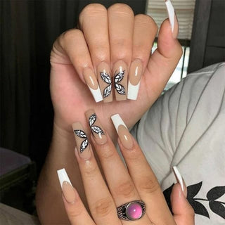 Buy 31 Fake nails with designs tips overhead