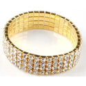Fashion 4/5/8 Rows Full Crystal Rhinestone Elastic Bracelet Gold