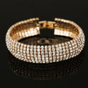 Fashion 4/5/8 Rows Full Crystal Rhinestone Elastic Bracelet Gold