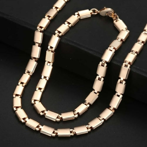 Fashion Jewelry Set for Women 585 Rose Gold Braided Foxtail Bead Link