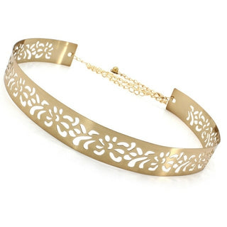 Buy hollow-out-gold Adjustable Metal Waist Belt Bling Gold Silver Color