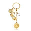Gold Bag Car Keychain Ring for Women Men A Z Initial Charm Lock