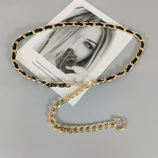 Buy leather-chain-gold Gold chain belt elastic