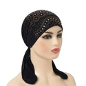 H088 high quality muslim hats with rhinestones pull on islamic scarf