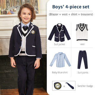 Buy boy-suit Children Full Set Shirt Vest Pants Shirt Suit Spring Classic School