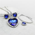 Heart of Ocean Blue Heart Love Forever Jewelry Set For Women Crystal