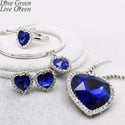 Heart of Ocean Blue Heart Love Forever Jewelry Set For Women Crystal
