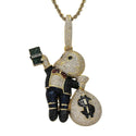 High Quality Brass CZ stones Cartoon Men Money Bag Necklace Hip hop