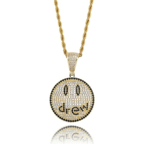 Hip Hop Jewelry Drew Smiling Face Pendant Necklace For Men Women High