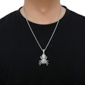 Hip Hop Spider Pendant Necklace Copper Micro Pave Cubic Zirconia Men