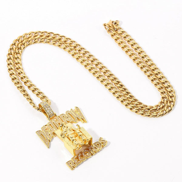 Hip hop Men Pendant Necklace Long Link Chain Gold Silver Color Iced