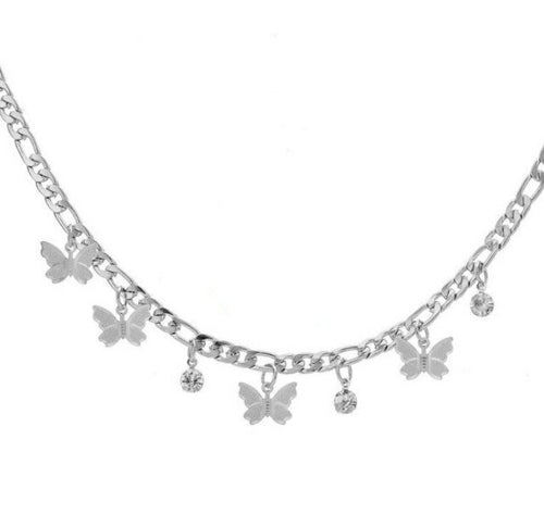 Hot sale in 2020 Butterfly Crystal Neck chain Women O chain Chokers