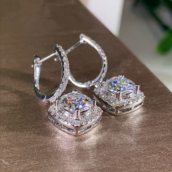 Huitan New Trendy Square Shape Drop Earrings Brilliant Bridal