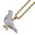 Iced Out Gold Color Plated Two Tone Micro Pave Zircon Pigeon  Hip Hop