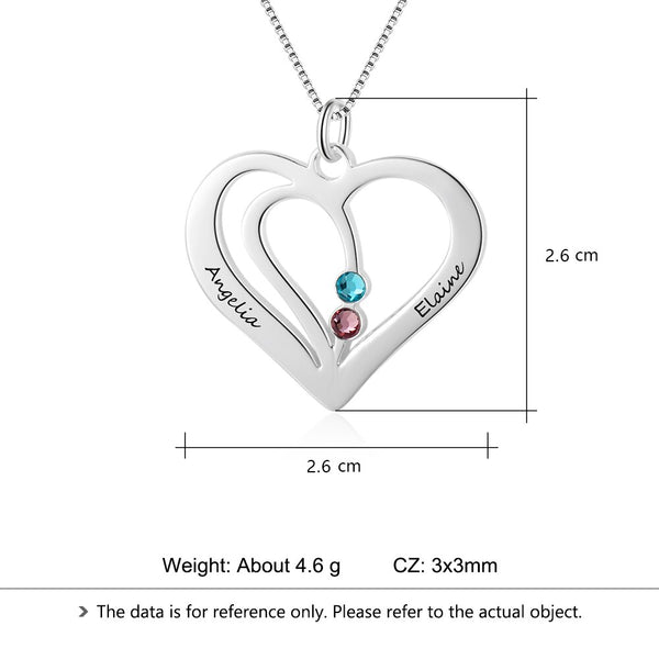 JewelOra Personalized Engraved Name Heart Necklaces & Pendants for