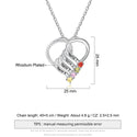 JewelOra Personalized Family Heart Pendant Necklace with 2 6