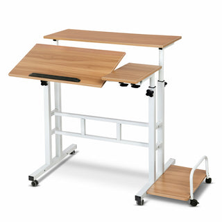 Artiss Twin Laptop Table Desk - Light Wood - Webster.direct