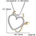 Lovely Crystal Love Devil Heart Necklace For Women Pendant Silve Chain