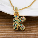 Luxury A Z 26 Letters CZ Zirconia Pendant Necklace for Women Cute