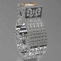 Luxury Micro Pave White Rhinestone Iced Out Bling Big Square Champagne