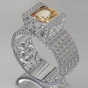 Luxury Micro Pave White Rhinestone Iced Out Bling Big Square Champagne