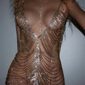 Luxury Rhinestone Multilayer Body Chain Bra Harness Lingerie Bikini