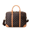Men Printed Leather Business Briefcase Women Handbag A4 Expandingfile