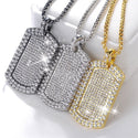 Men's Pendant Filled Iced Out Rhinestone Gold Color Charm Square Dog