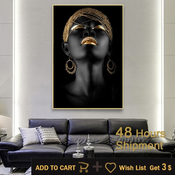 Modern Art Canvas Painting African Black Woman Posters and Prints