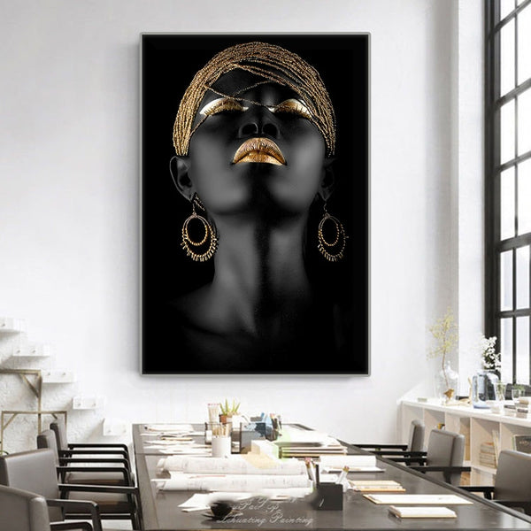 Modern Art Canvas Painting African Black Woman Posters and Prints