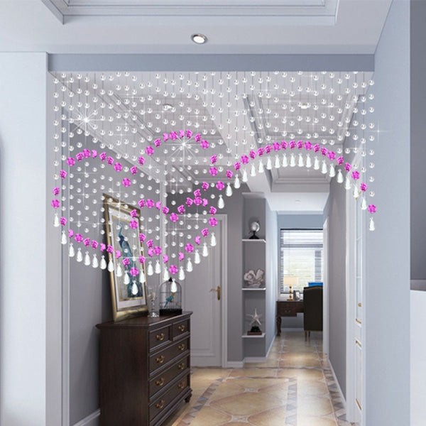 Multi colored Double Heart Shape Glass Crystal Bead Curtain Room