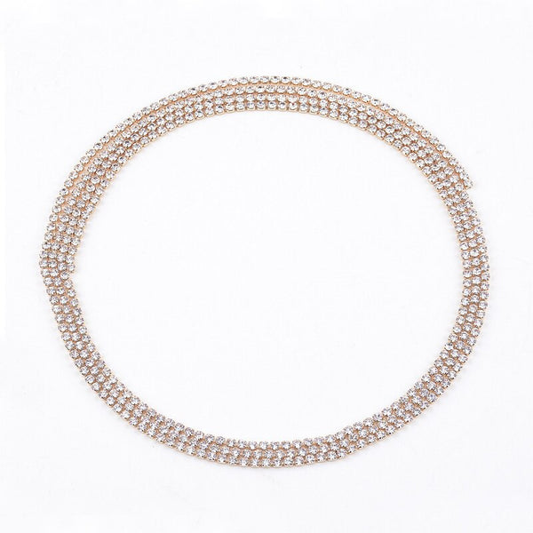 N121 Long Rhinestone Choker Crystal Luxury Collar Choker Necklace For
