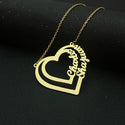 New Custom Name Necklace Personalized Double Love Pendant Heart Shaped
