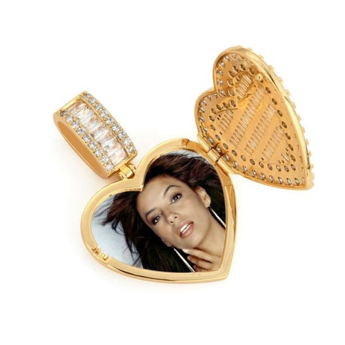 New Custom Photo Pendant Necklace Personal Heart Necklaces Full Zircon